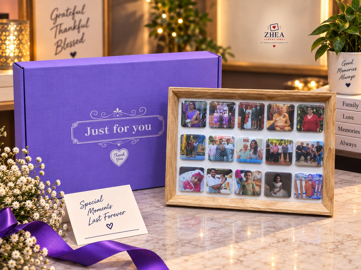 Framed photo magnet set as a gift