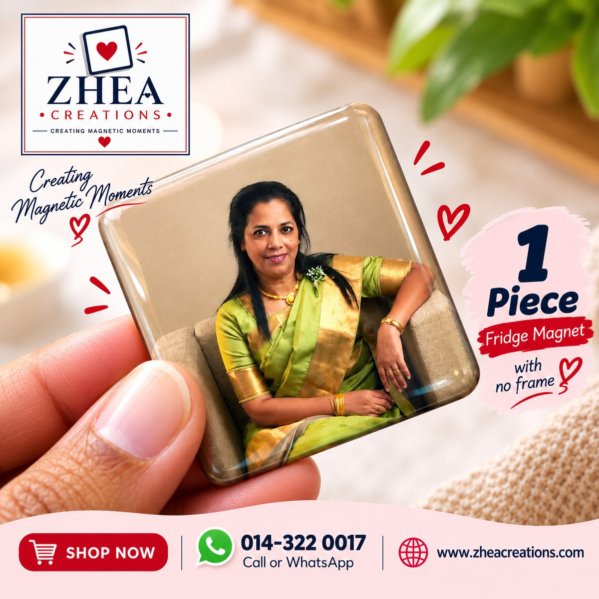 ZHEA Creations custom photo fridge magnet, 1 piece without frame