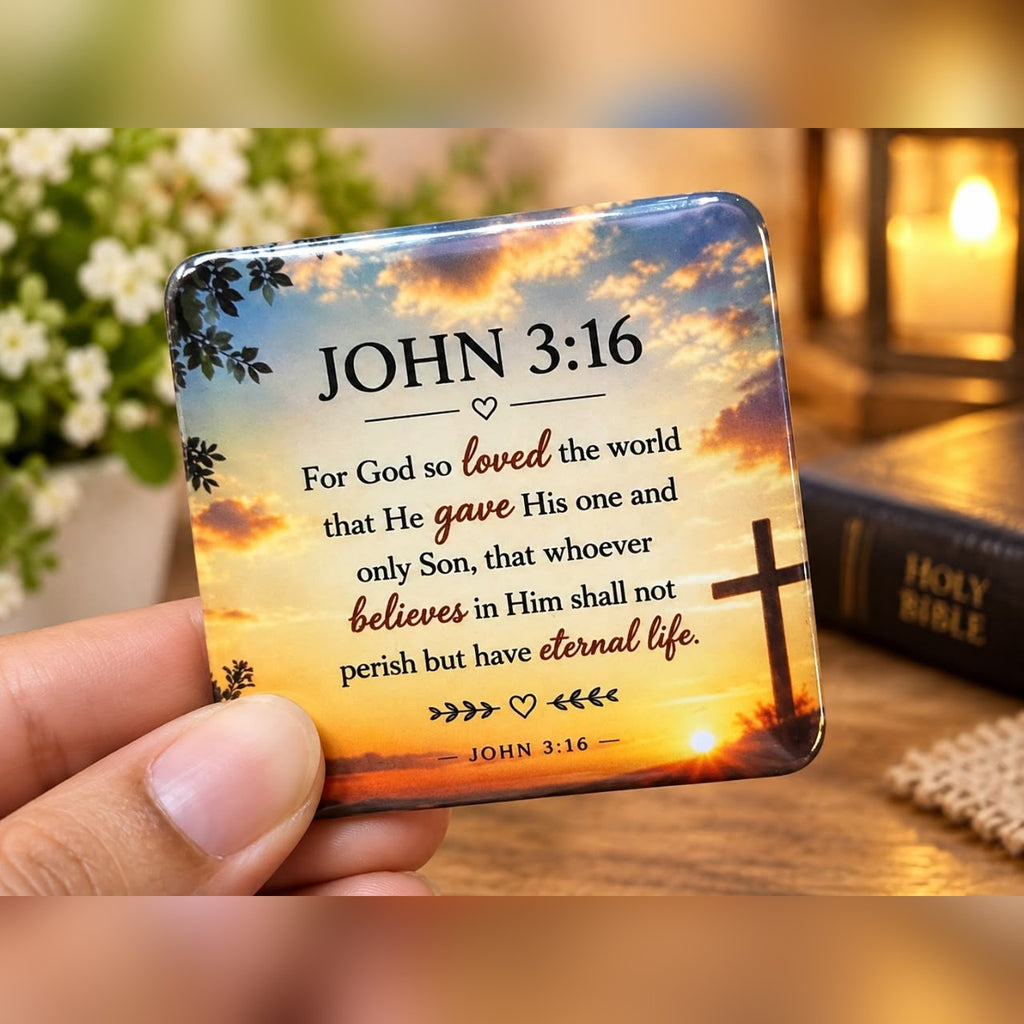 Bible verse fridge magnet John 3:16 church door gift